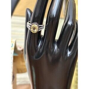 Canary Yellow Cubic Zirconia Zatos 925 Sterling Silver Size 8 Ring